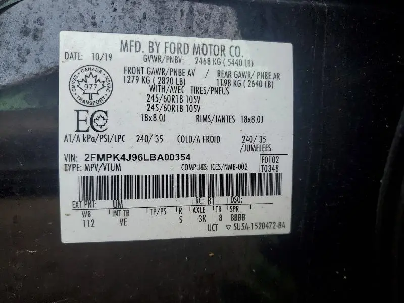 2020 FORD EDGE SEL  