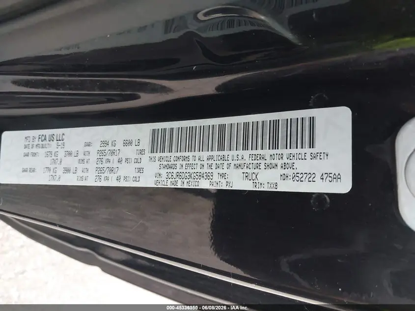2019 RAM 1500 CLASSIC TRADESMAN  4X2 8' BOX