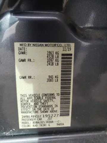 2020 NISSAN ALTIMA S