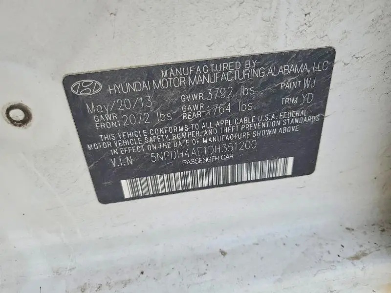 2013 HYUNDAI ELANTRA GLS  