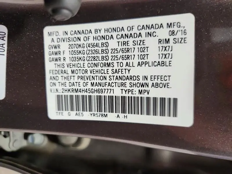 2016 HONDA CR-V SE  