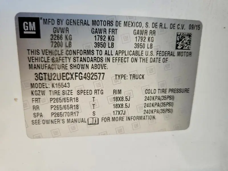2015 GMC SIERRA K1500 SLE  