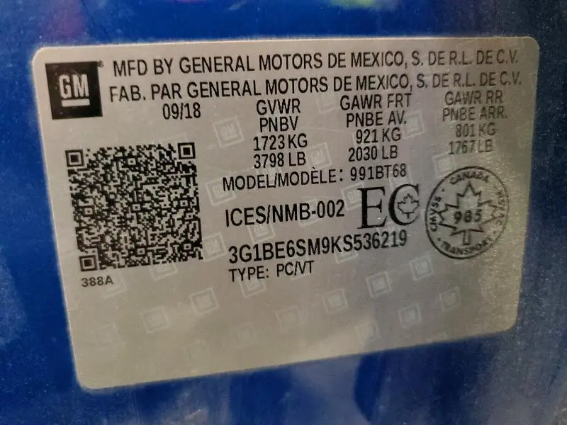 2019 CHEVROLET CRUZE LT  
