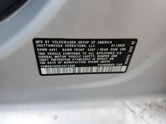 2020 VOLKSWAGEN PASSAT SE  