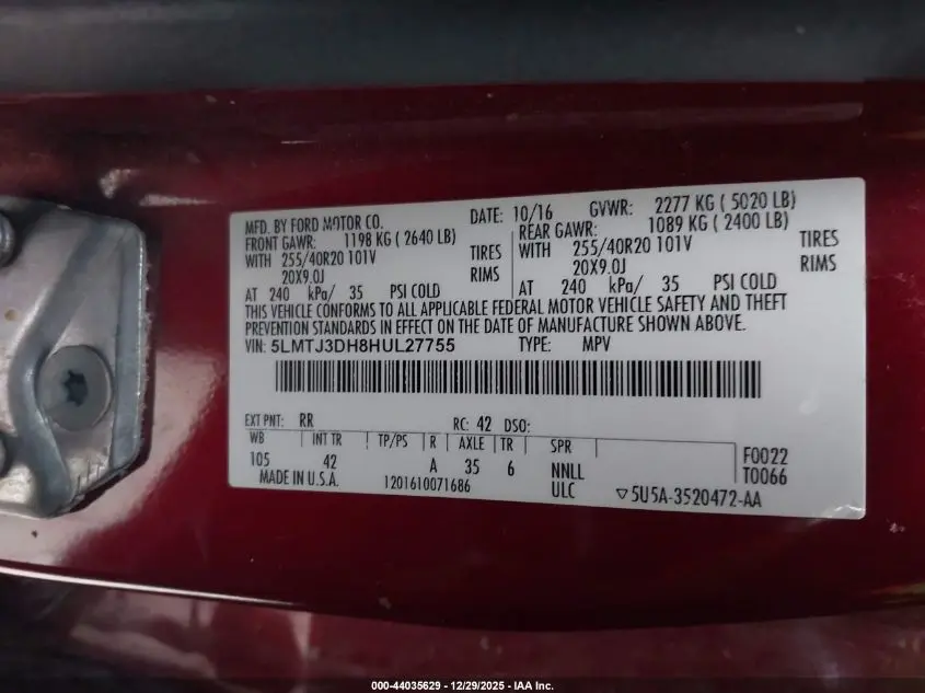 2017 LINCOLN MKC RESERVE