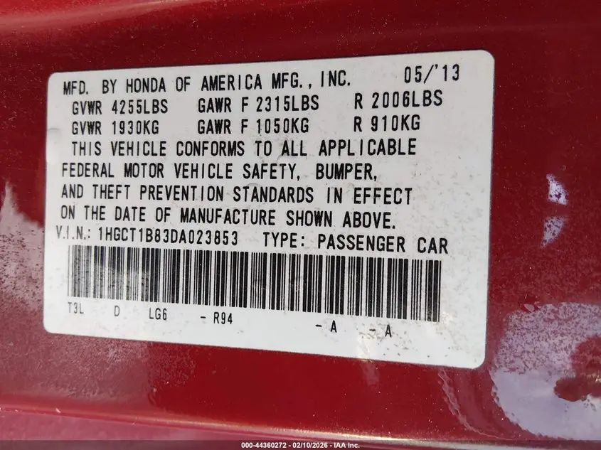 2013 HONDA ACCORD EX-L