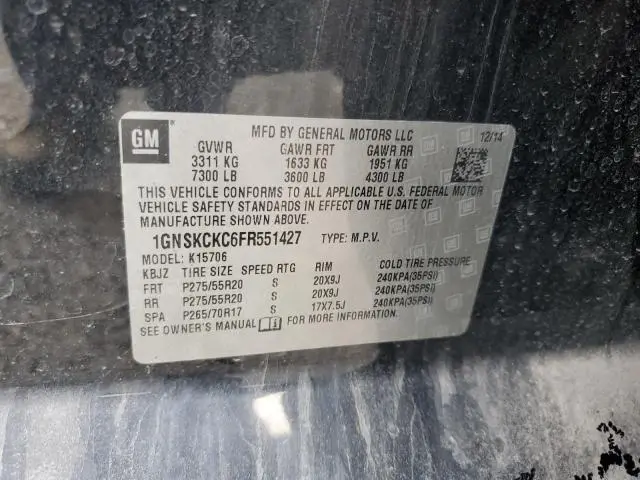 2015 CHEVROLET TAHOE K1500 LTZ  