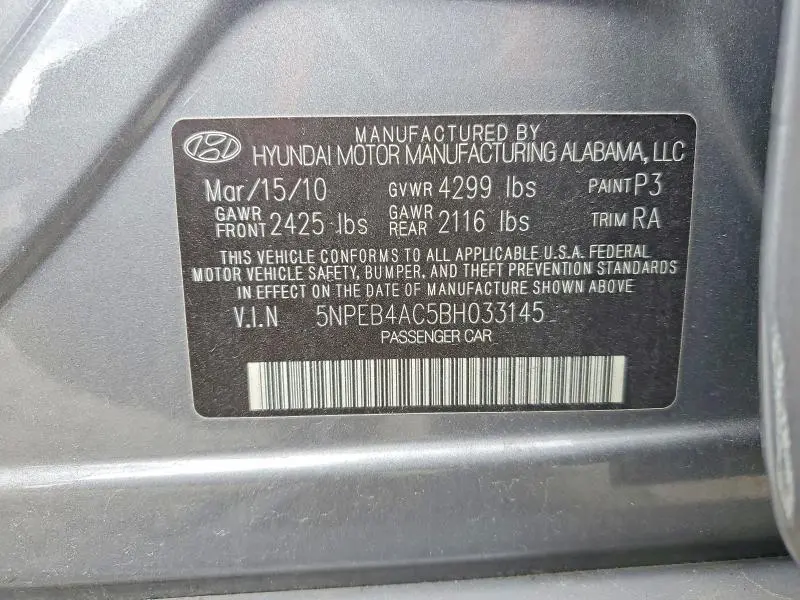 2011 HYUNDAI SONATA GLS  