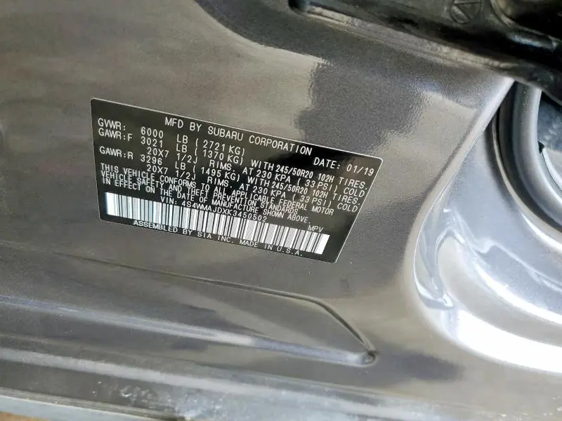 2019 SUBARU ASCENT LIMITED  