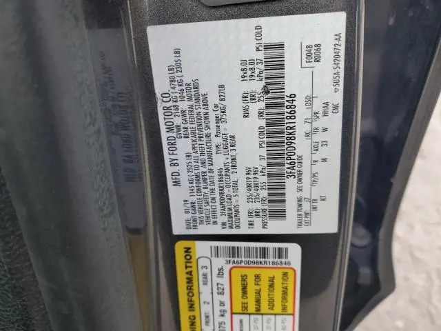 2019 FORD FUSION TITANIUM  