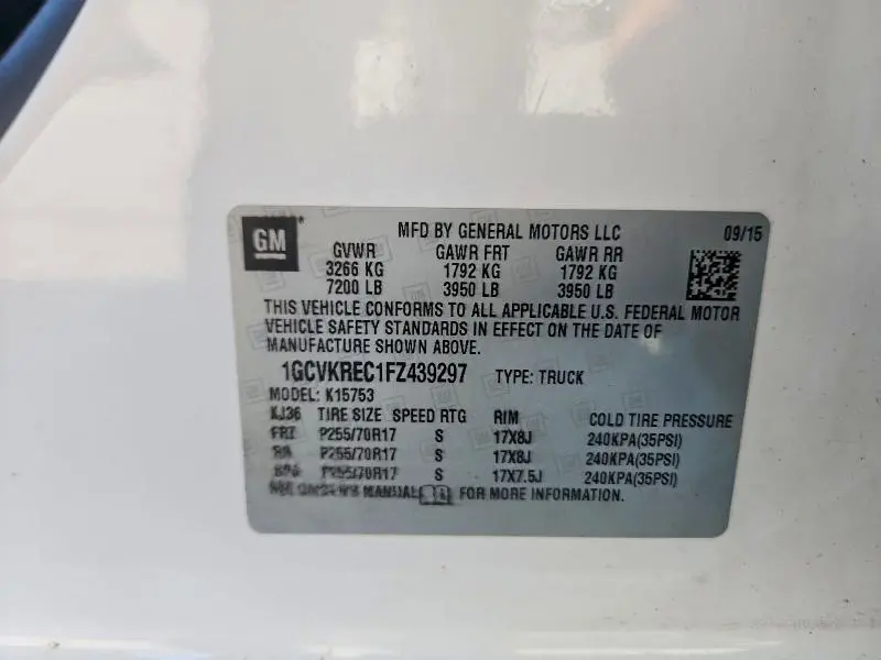 2015 CHEVROLET SILVERADO K1500 LT  