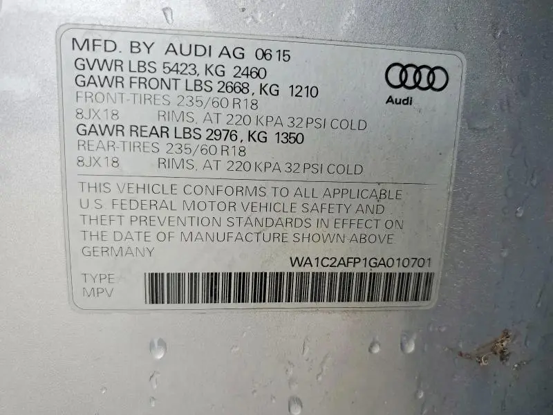 2016 AUDI Q5 PREMIUM  