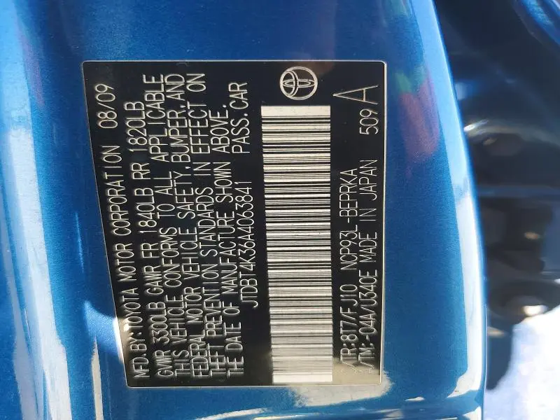 2010 TOYOTA YARIS BASE  