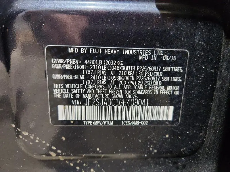 2016 SUBARU FORESTER 2.5I PREMIUM  