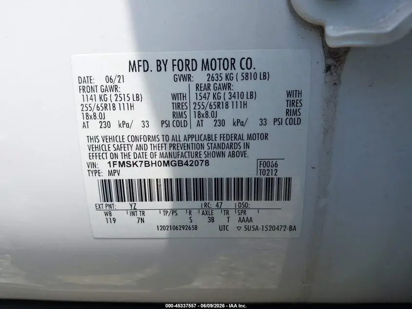 2021 FORD EXPLORER  