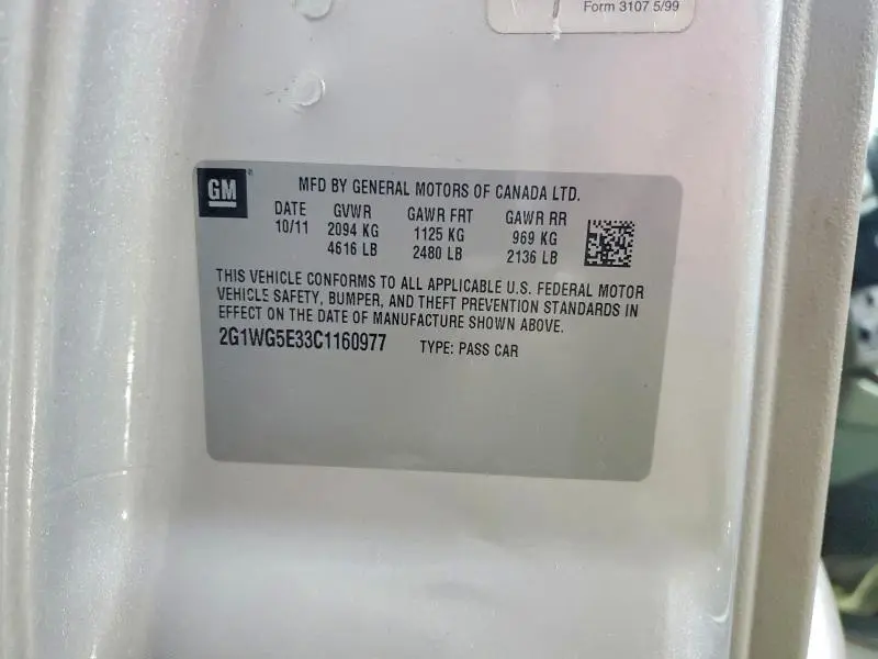 2012 CHEVROLET IMPALA LT  