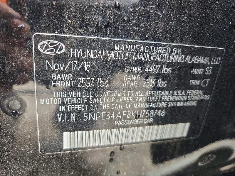 2019 HYUNDAI SONATA SPORT  