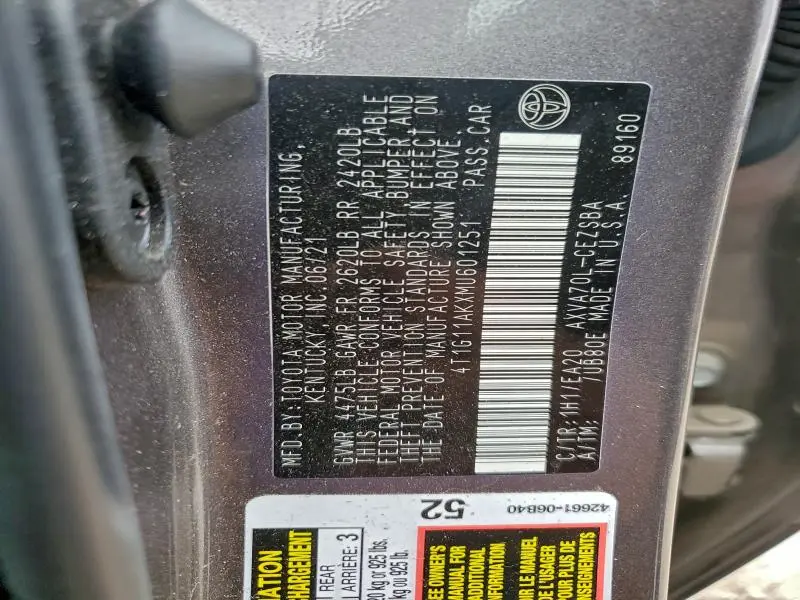 2021 TOYOTA CAMRY SE  