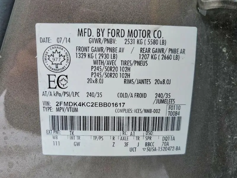 2014 FORD EDGE LIMITED  