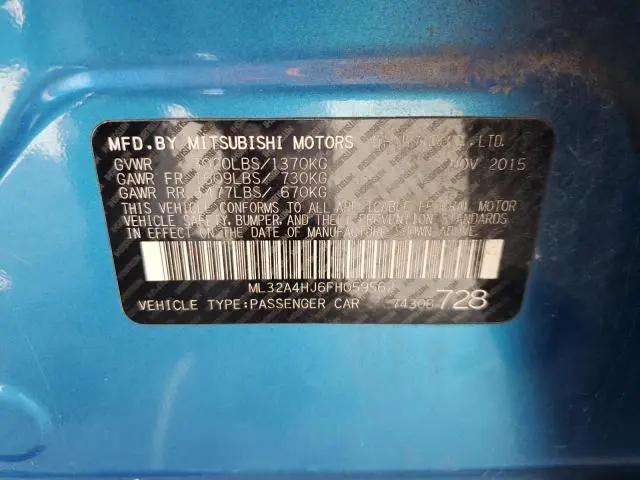 2015 MITSUBISHI MIRAGE ES