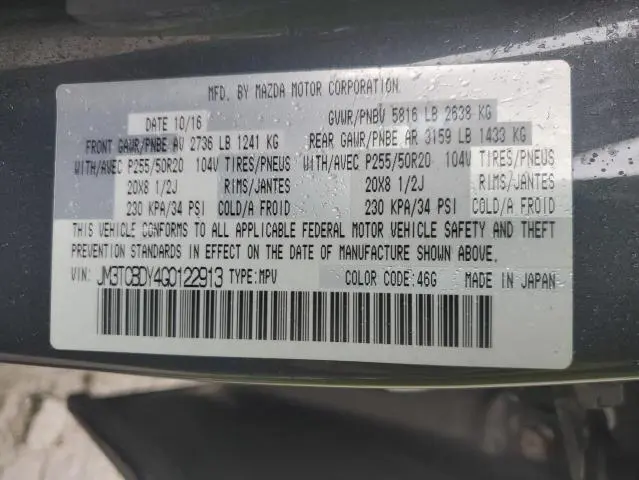 2016 MAZDA CX-9 GRAND TOURING  