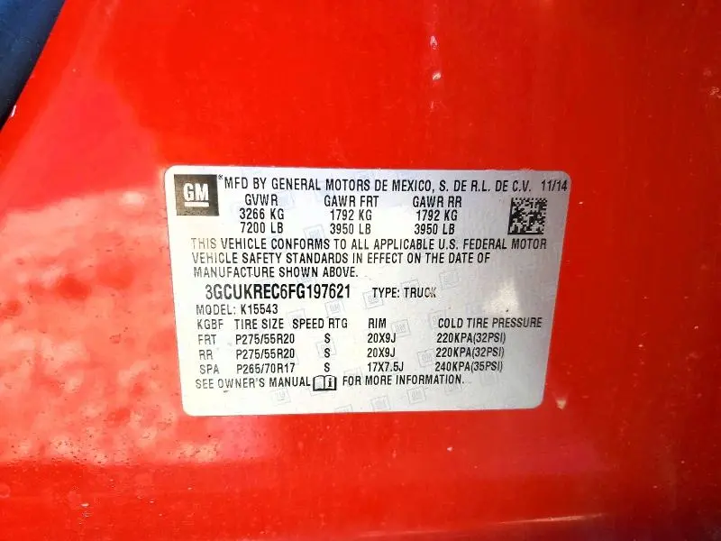 2015 CHEVROLET SILVERADO K1500 LT  