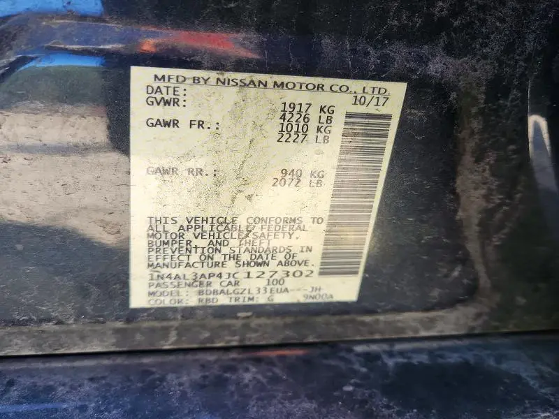 2018 NISSAN ALTIMA 2.5 S  