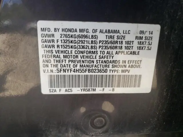 2015 HONDA PILOT EXL  