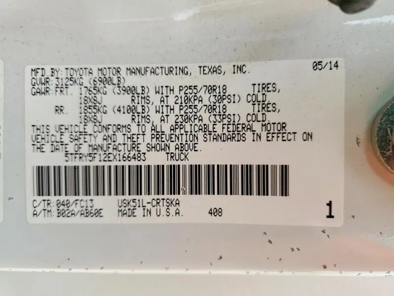 2014 TOYOTA TUNDRA SR5  