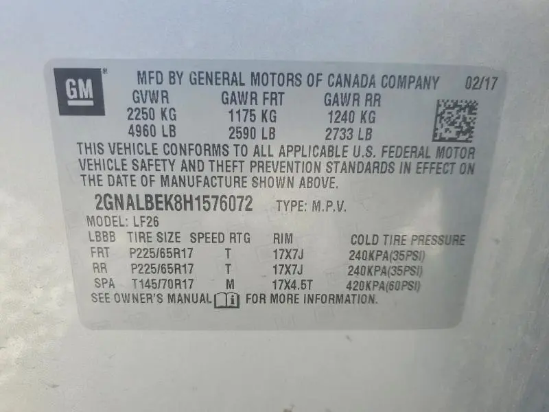 2017 CHEVROLET EQUINOX LS  