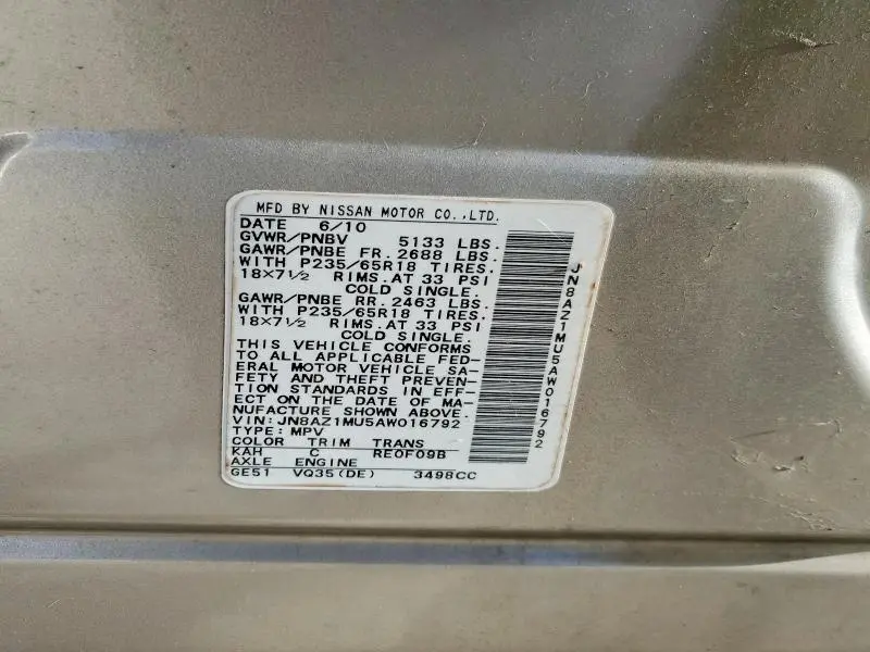 2010 NISSAN MURANO S  