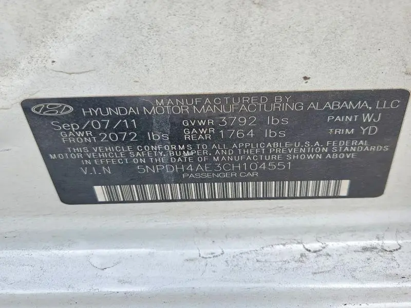 2012 HYUNDAI ELANTRA GLS  