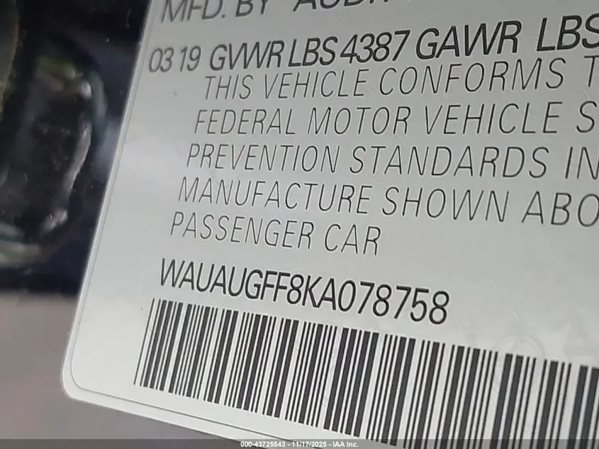 2019 AUDI A3 40 PREMIUM/40 TITANIUM PREMIUM