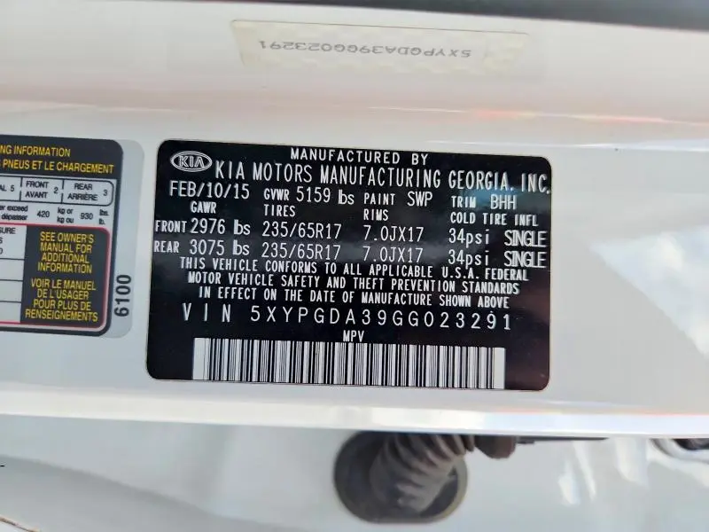 2016 KIA SORENTO LX  