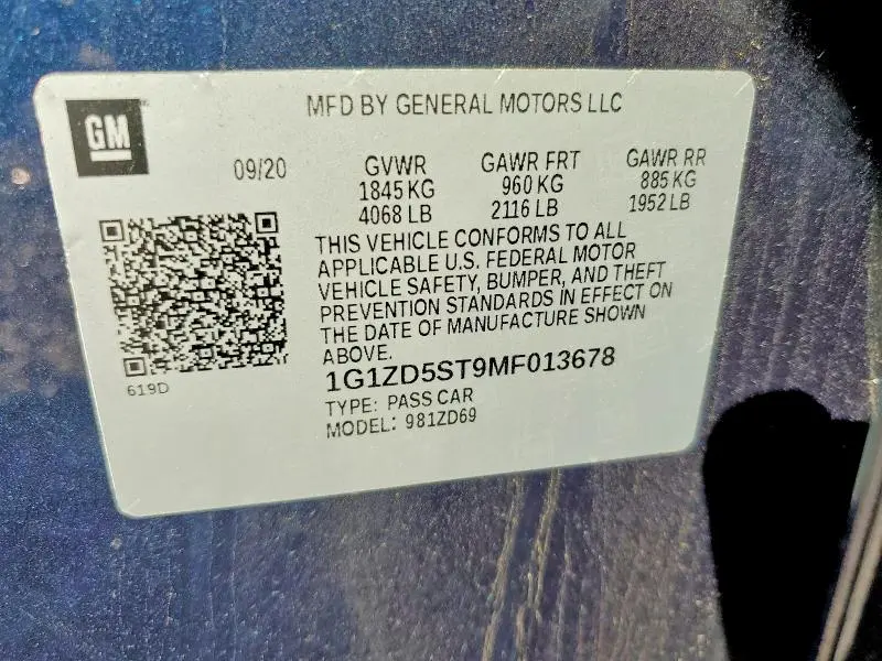 2021 CHEVROLET MALIBU LT  