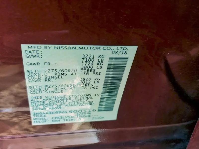 2019 NISSAN TITAN PLATINUM RESERVE  