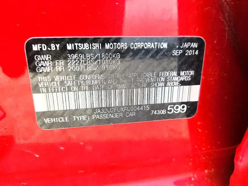 2015 MITSUBISHI LANCER   