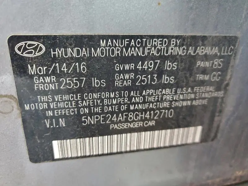 2016 HYUNDAI SONATA SE  