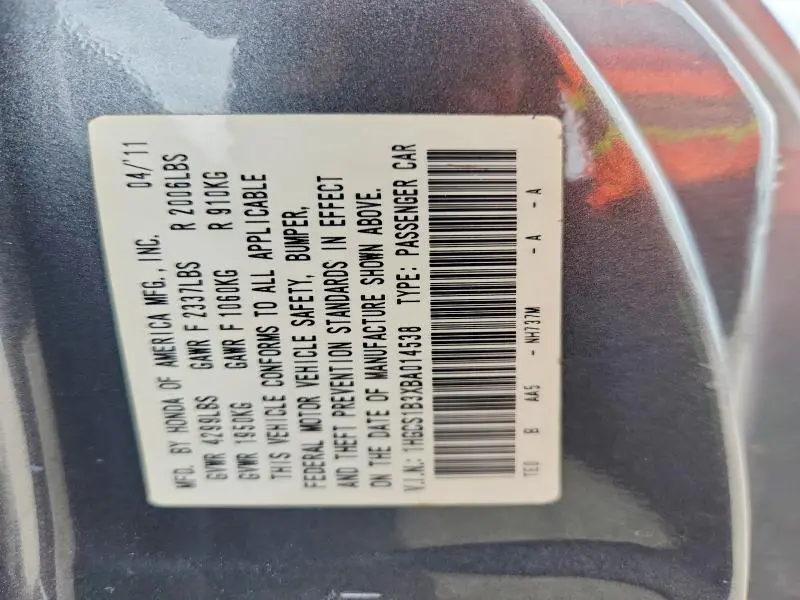 2011 HONDA ACCORD LX-S  