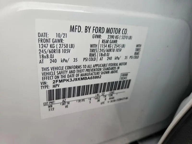 2021 FORD EDGE SEL  