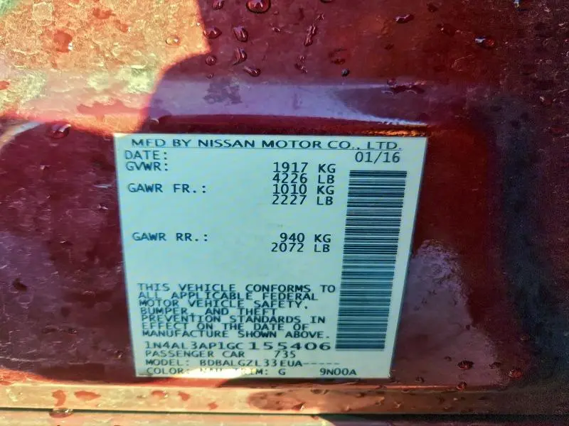 2016 NISSAN ALTIMA 2.5  