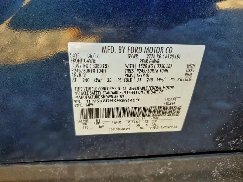 2017 FORD EXPLORER XLT  