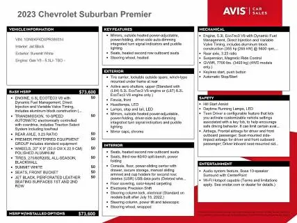 2023 CHEVROLET SUBURBAN K1500 PREMIER  