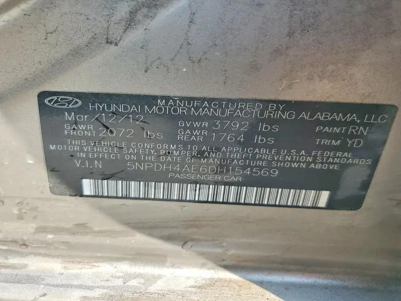 2013 HYUNDAI ELANTRA LIMITED  