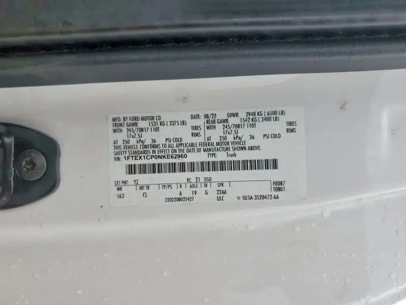 2022 FORD F150 SUPER CAB  