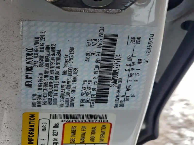 2018 FORD FUSION S HYBRID  