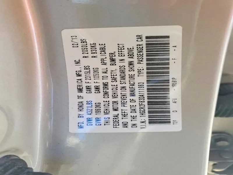 2013 HONDA ACCORD EXL  