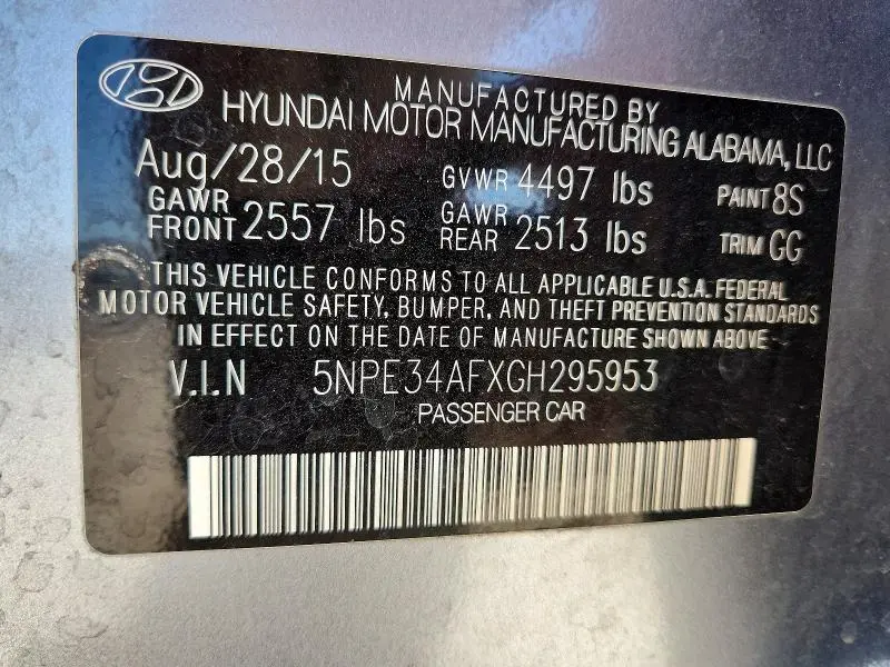2016 HYUNDAI SONATA LIMITED  