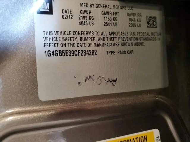 2012 BUICK LACROSSE CONVENIENCE  