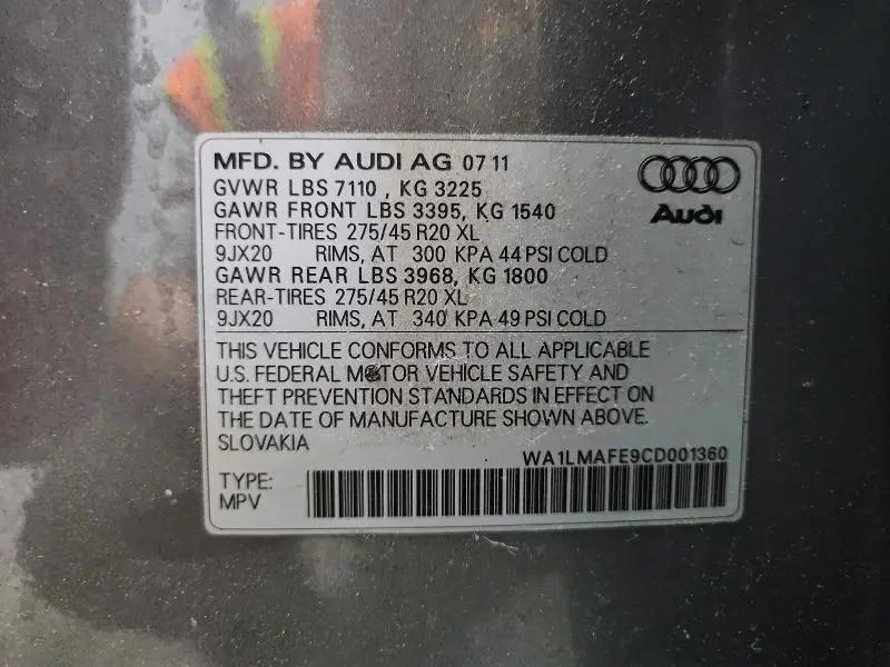 2012 AUDI Q7 PREMIUM PLUS  